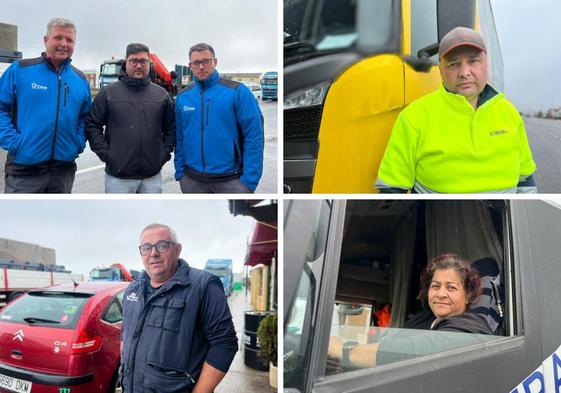 Camioneros retenidos en el polígono de Onzonilla.