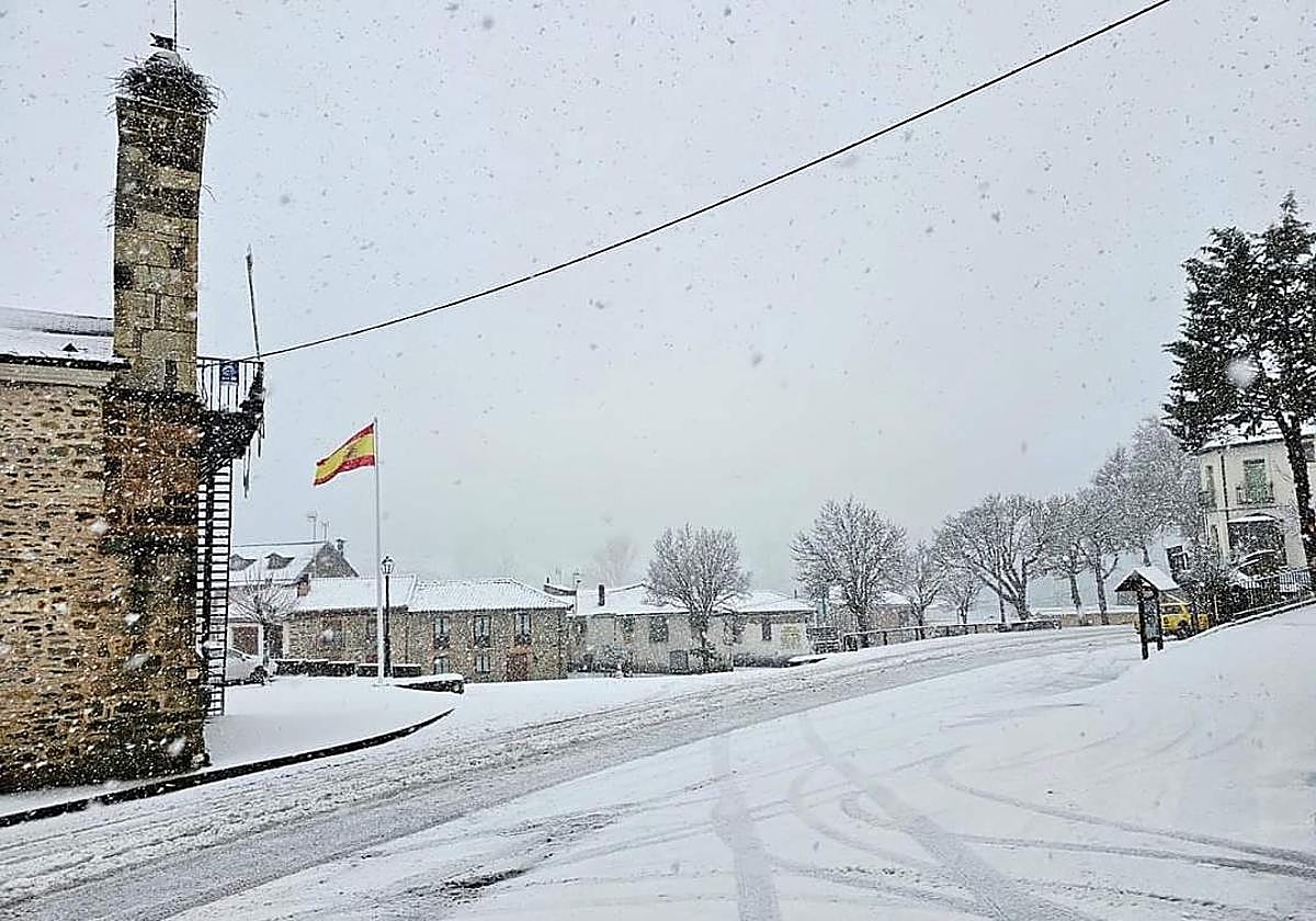 La nevada de este lunes en Riello.