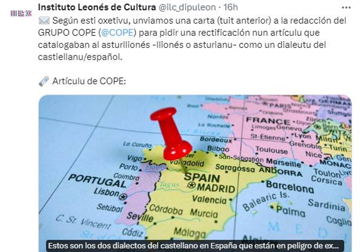 El mensaje en X que ha publicado el ILC.