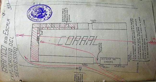 Mapa sin escala explicativo del secuestro.