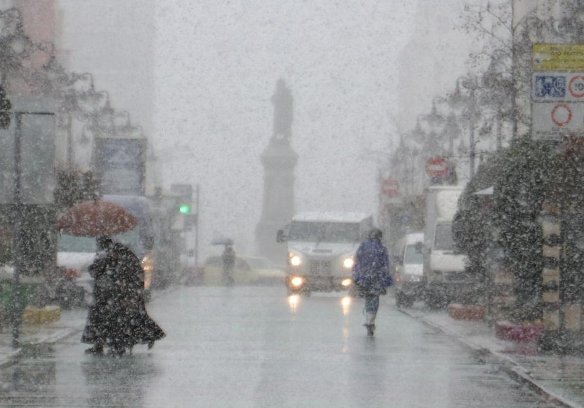 Nieve en la ciudad de León.