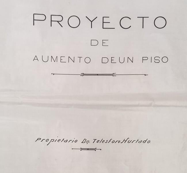 Portada del proyecto de aumento de un piso. 1915.