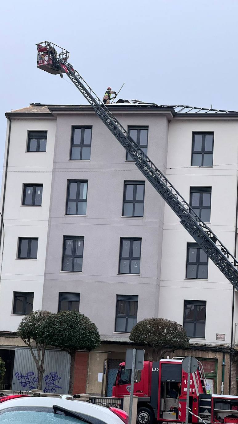 Efectivos del Parque de Bomberos de León han intervenido en diversos puntos de la capital y el alfoz para atajar los efectos que la borrasca Nelson ha dejado en distintos escenarios