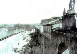 Imagen de la destrucción de los cubos de la muralla. 1909.