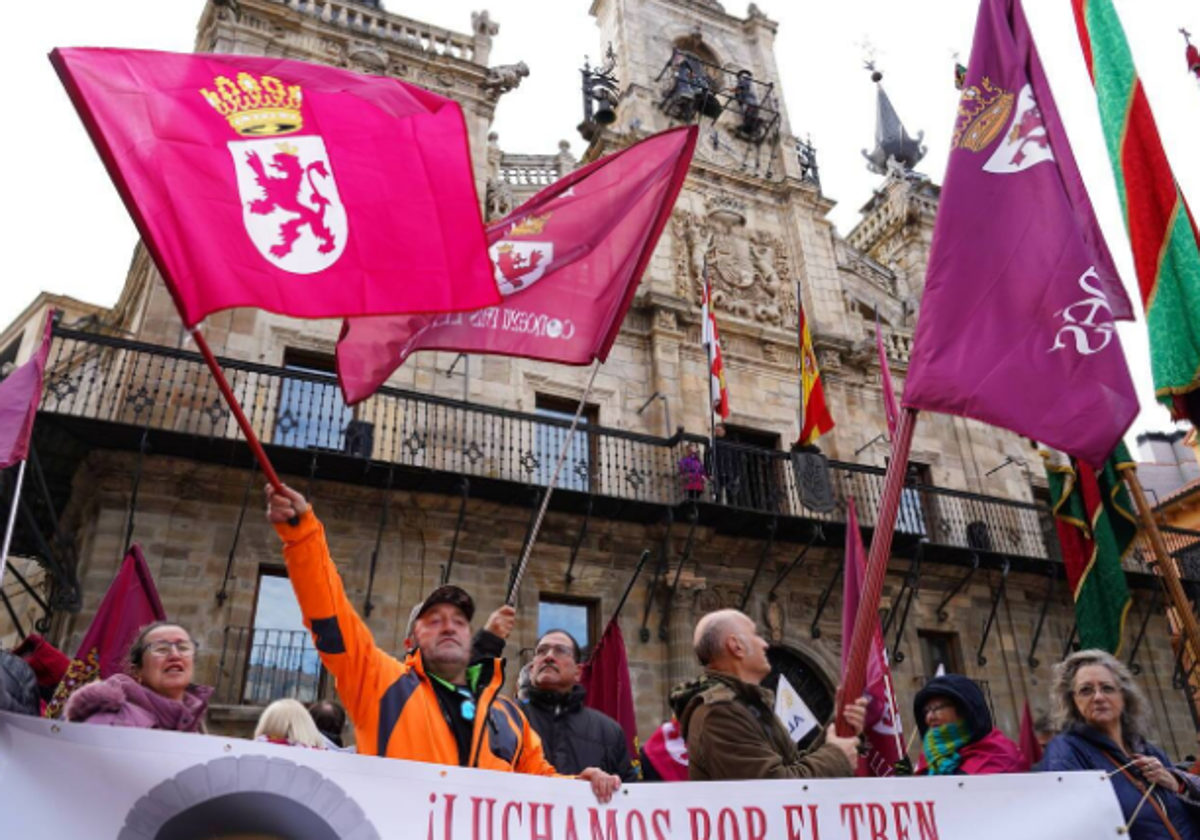 Movilizaciones del 21 de enero en Astorga para recuperar la Ruta de la Plata.