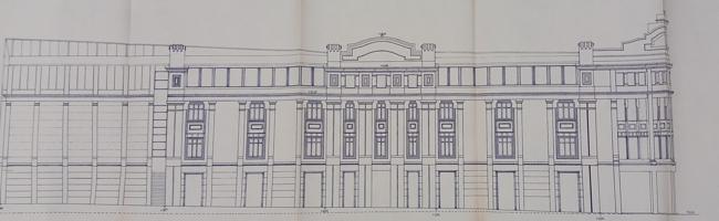 Plano del lateral del Edificio dle Museo de León.