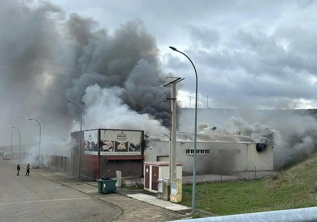 Imagen del incendio en el polígono Los Avezales.