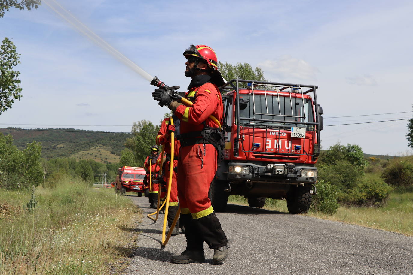 Ejercicios de instrucción de la UME en la lucha contra incendios forestales