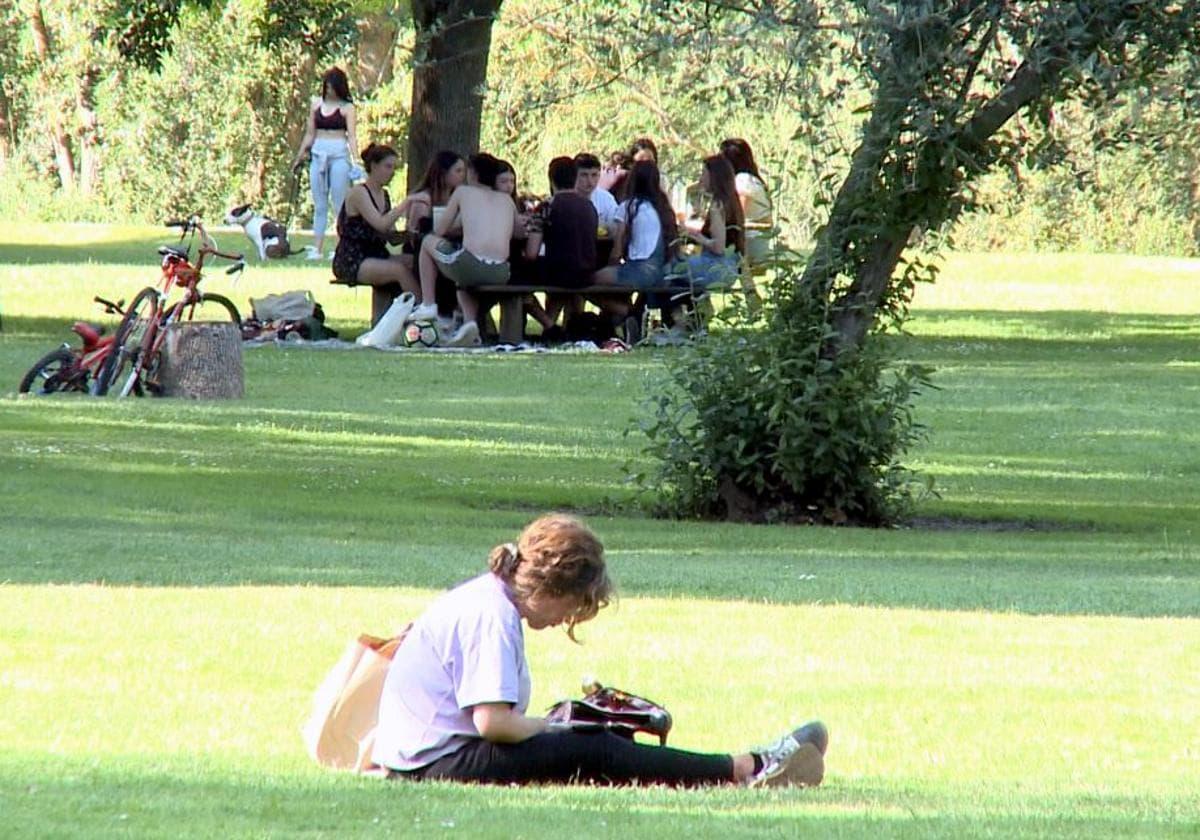 Imagen de un verano en el parque de la Candamia de León.