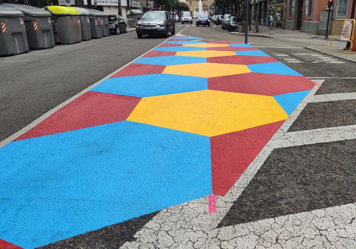 Zona coloreada en Gran Vía de San Marcos.