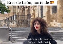 Teresa Gareche, en el vídeo a los pies de la Catedral de León.