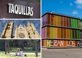 El interior de un cine, la Catedral, el parque de la Candamia y el Musac.