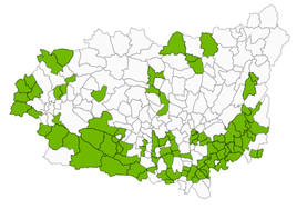 Mapa con los municipios objeto de estas Normas Urbanísticas Territoriales.