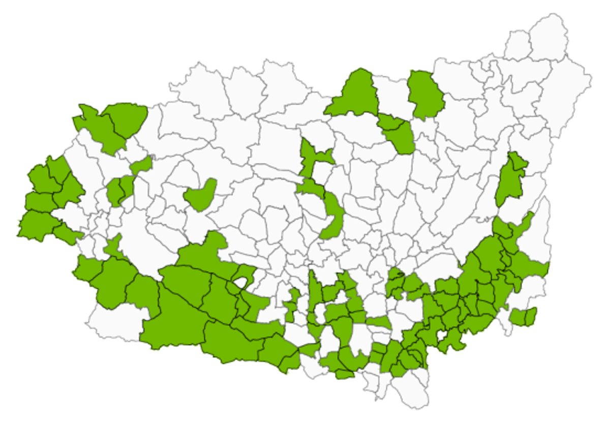 Mapa con los municipios objeto de estas Normas Urbanísticas Territoriales.