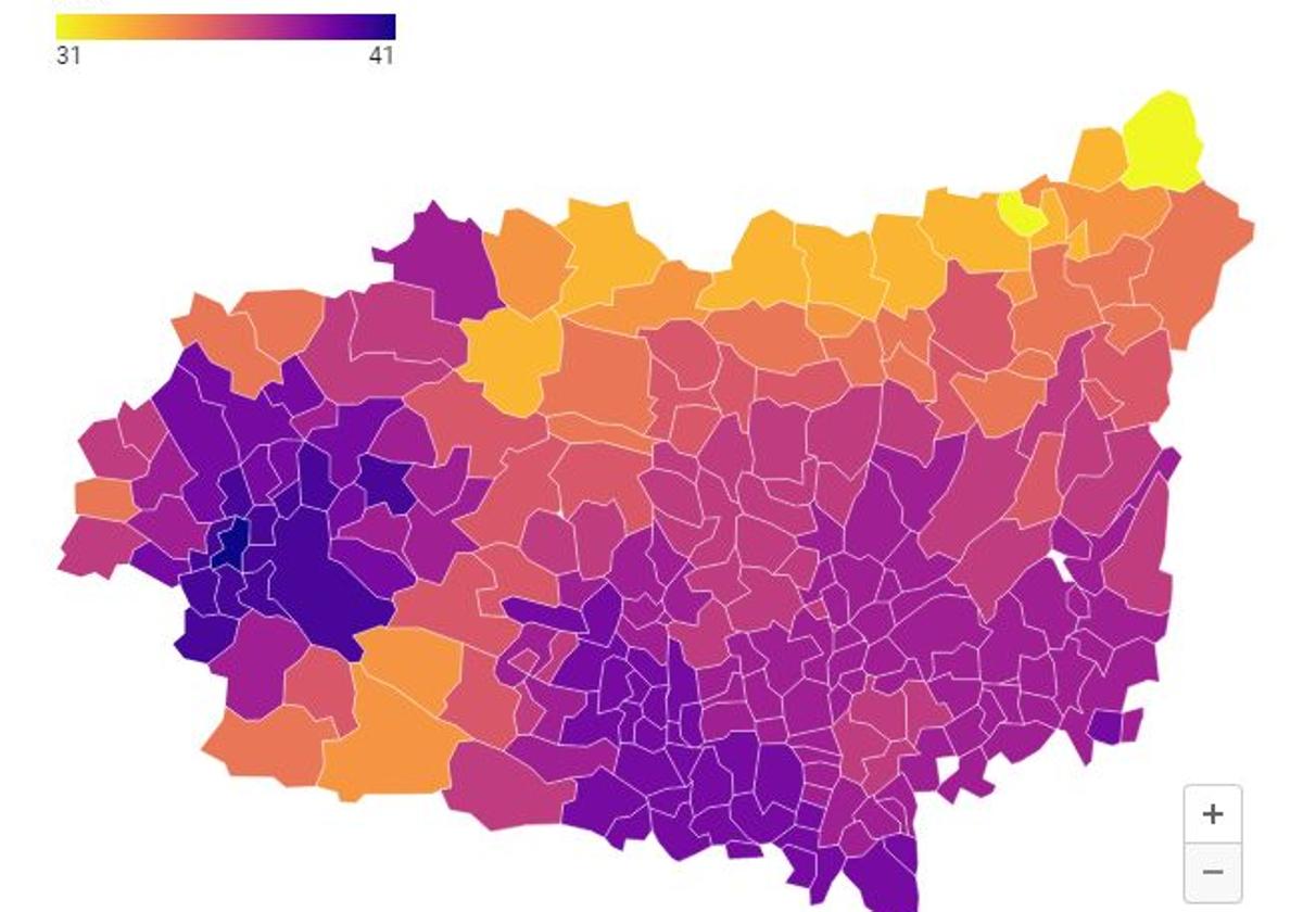 Mapa de la provincia de León.