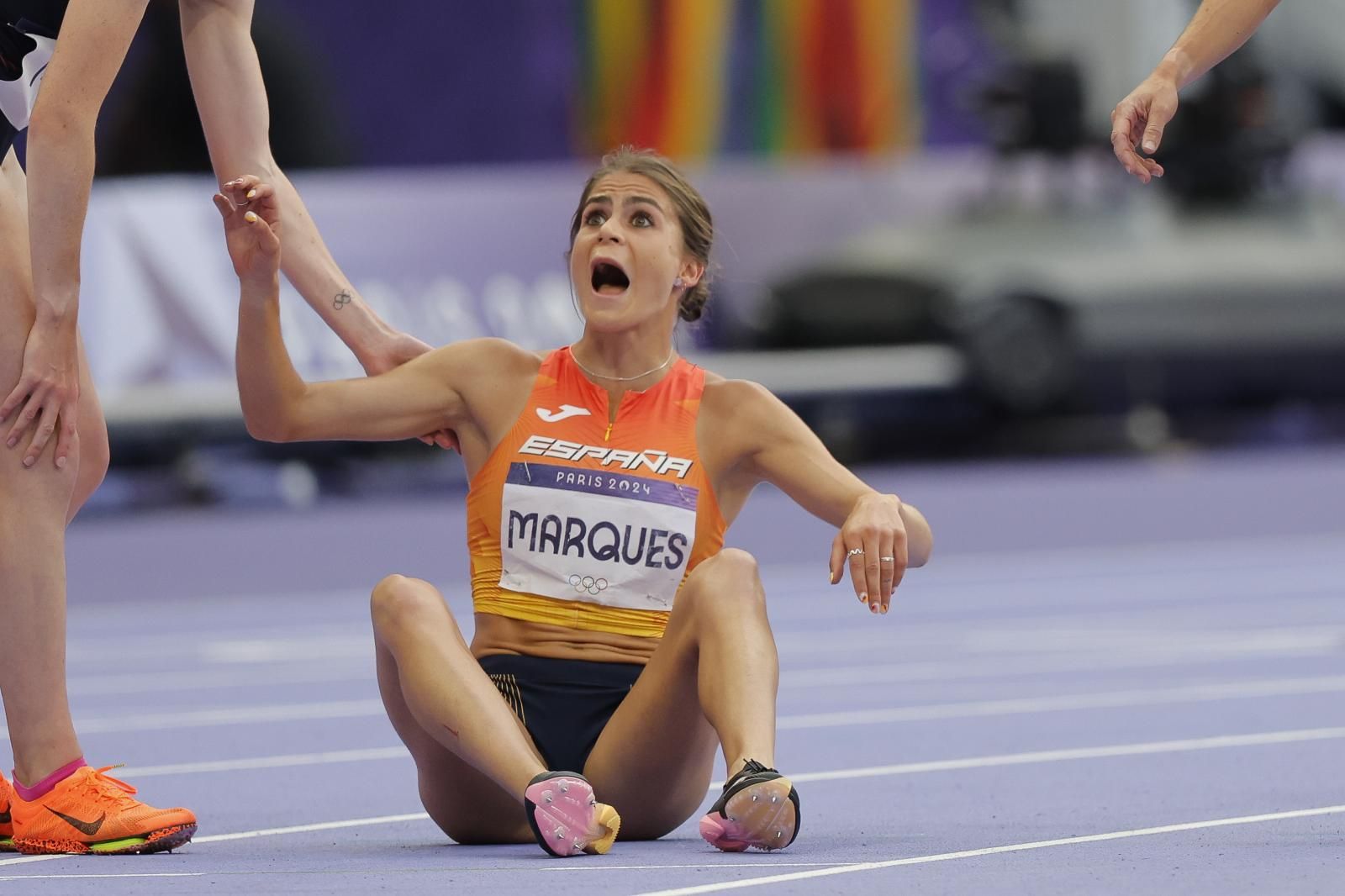 La atleta española Agueda Marqués en la semifinal femenina de 1500m, en el marco de los Juegos Olímpicos París 2024, este jueves, en la capital gala.