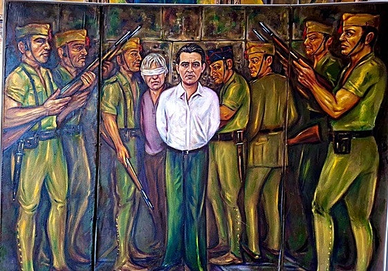 Imagen del cuadro de Luis Zotes sobre la detención de Lorca.