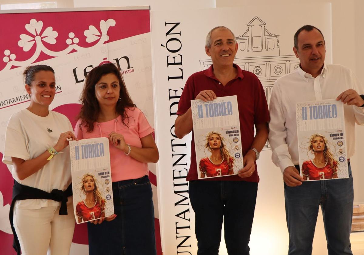 Vicente Canuria, concejal de deportes y Mercedes Escudero, concejala de Igualdad en la presentación del II Torneo Reino de León.