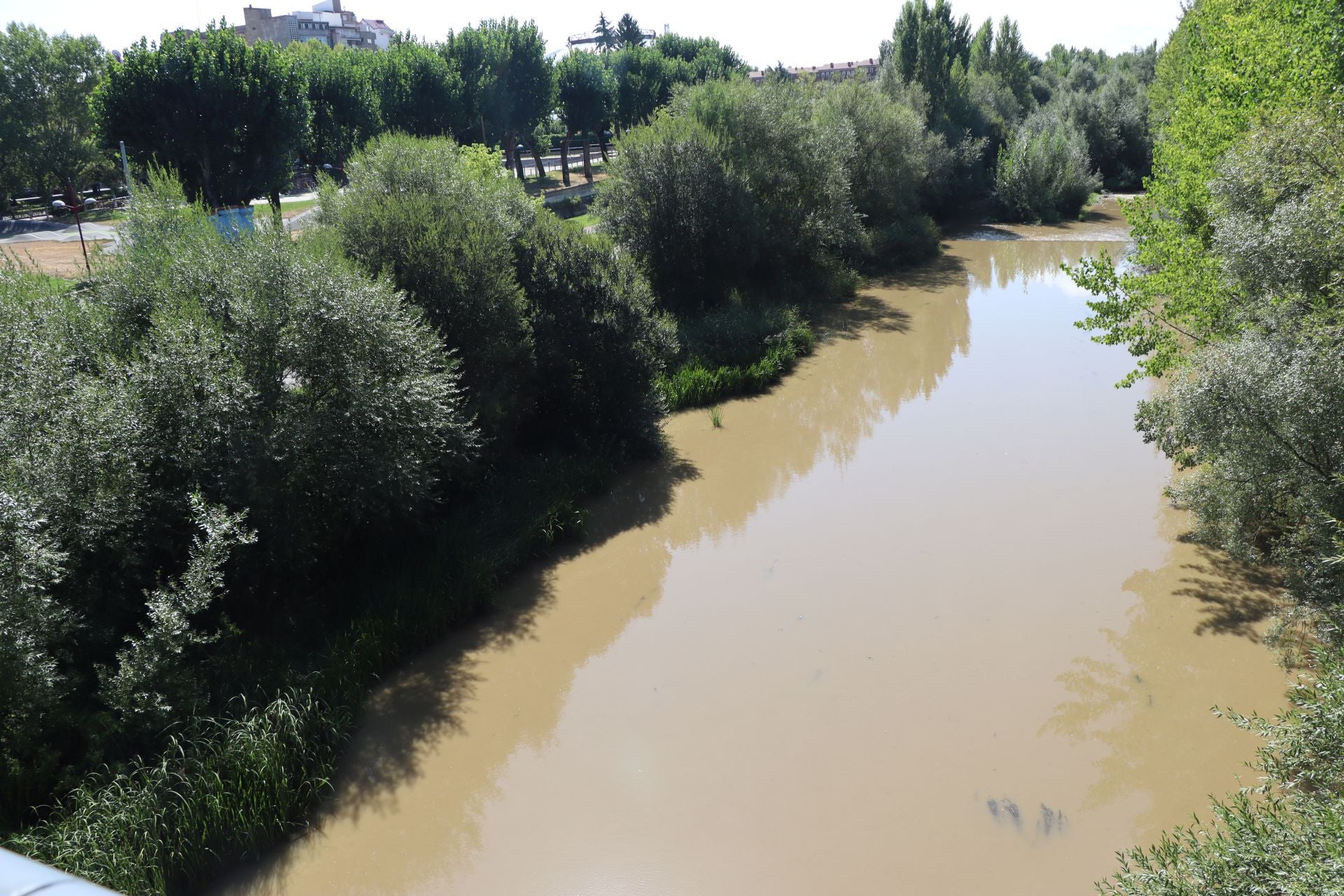 Lluvias llenan el río Bernesga y aumentan su caudal