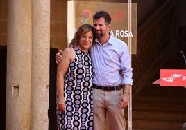 Iratxe García y Luis Tudanca durante la celebración de la Fiesta de la Rosa en Grajal de Campos.