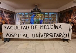 Una pancarta que se llevó a un pleno del Ayuntamiento de León en 2022 pidiendo Medicina.