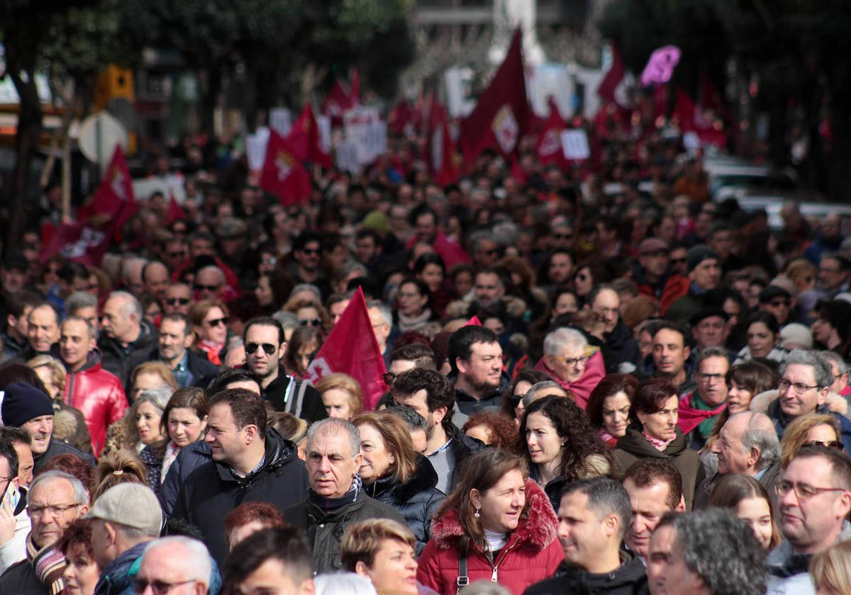 Manifestación convocada en febrero de 2020 en León.