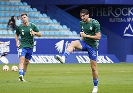 Los jugadores se ejercitan en la previa del último partido ante el Celta Fortuna