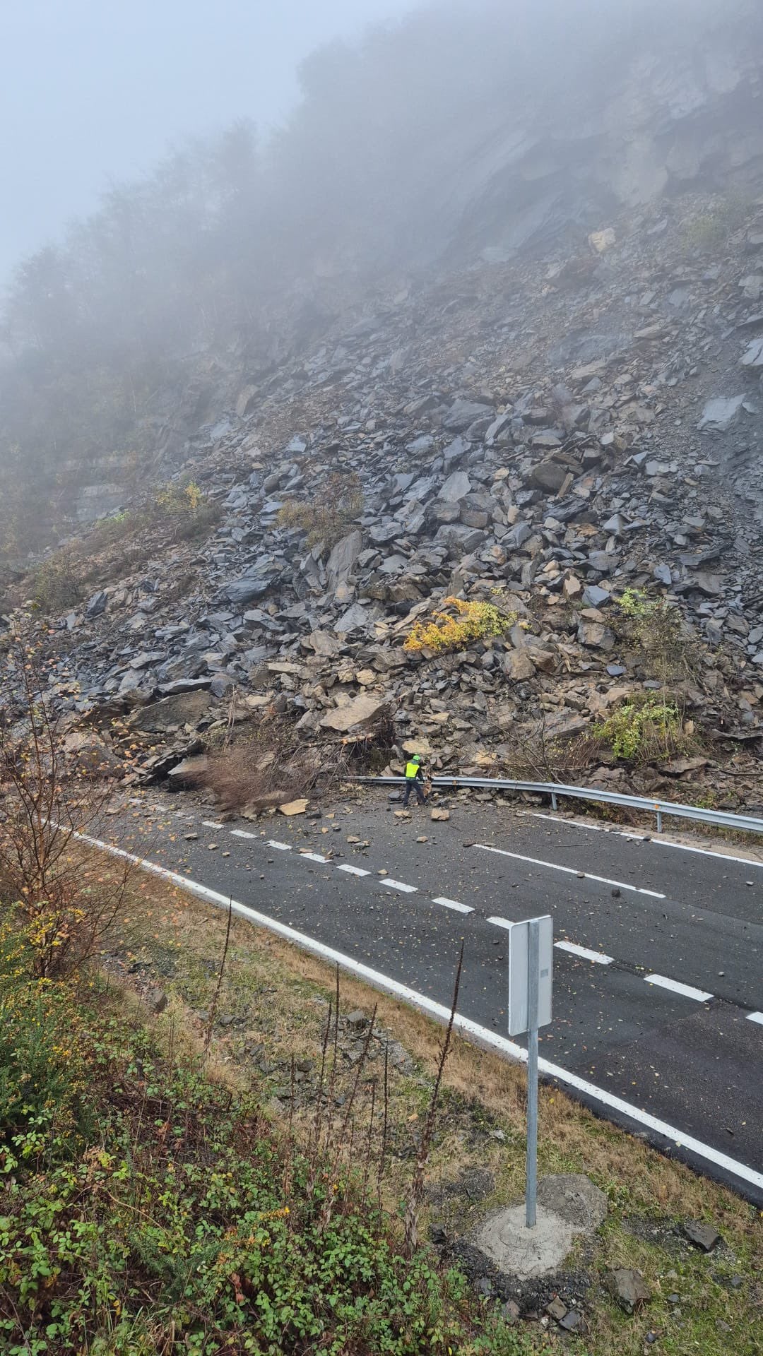 Las imágenes del gran argayo que corta la autopista entre León y Asturias