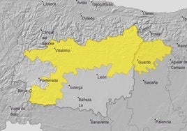 Mapa de aviso de la Aemet para este martes por la tarde.