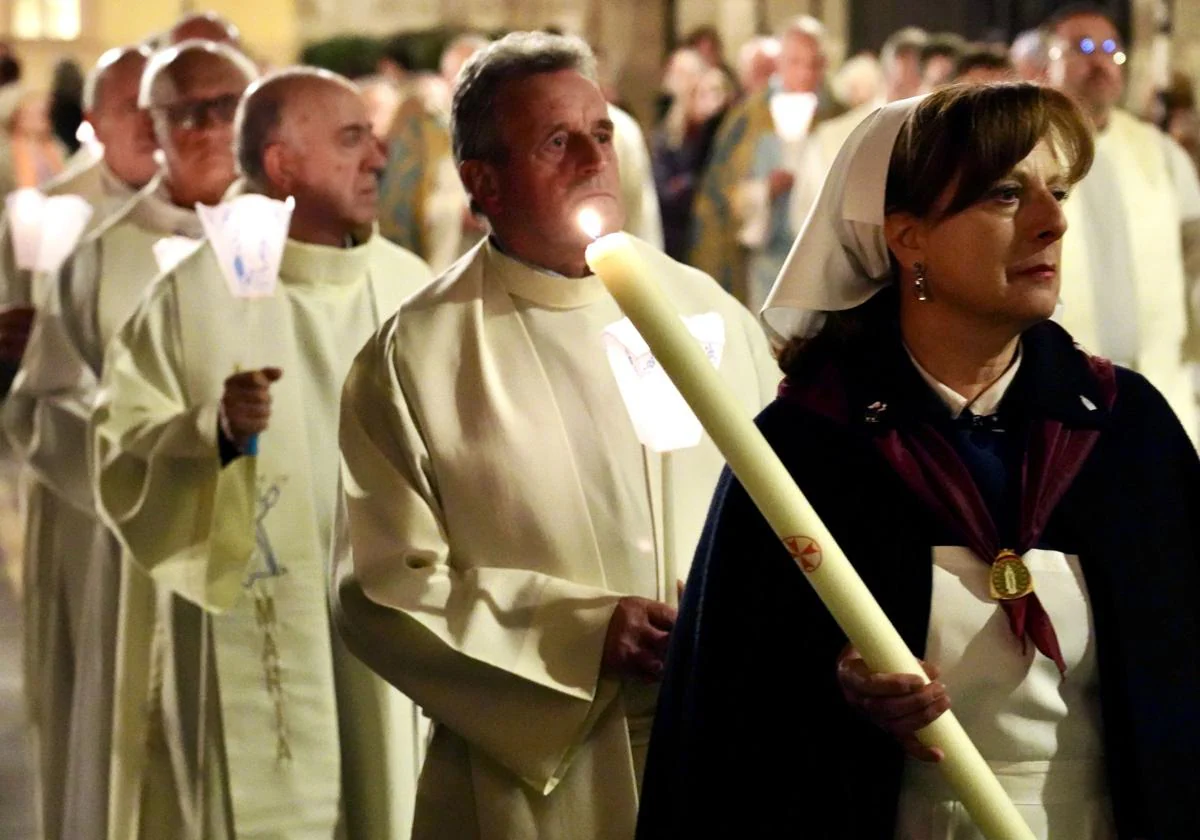 La Procesión de las Antorchas en León en la tarde de este sábado.