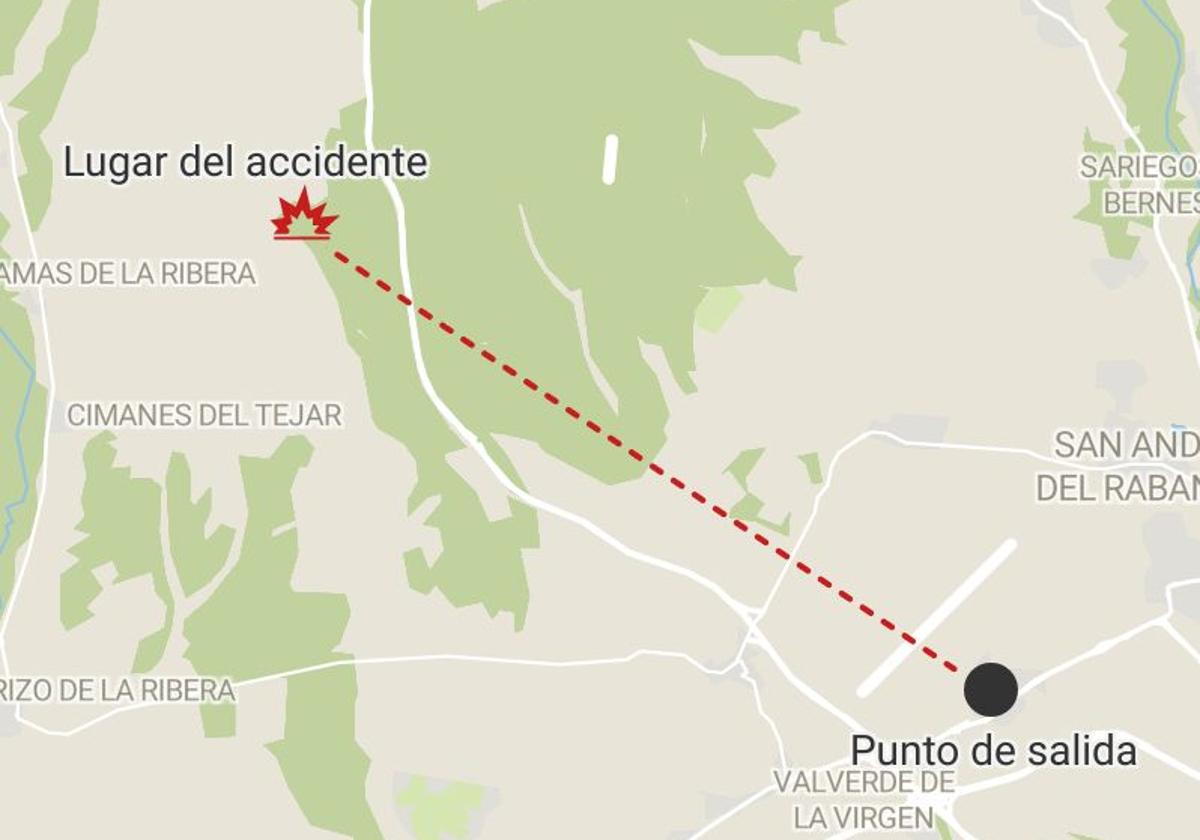 Punto en el que se produjo el accidente de la avioneta.