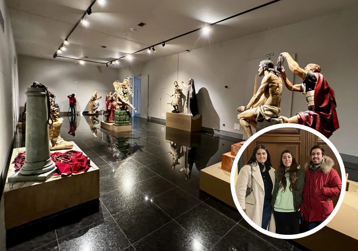 El interior del museo y Marta Barriales, Natalia Iglesias y Sergio Iglesias.