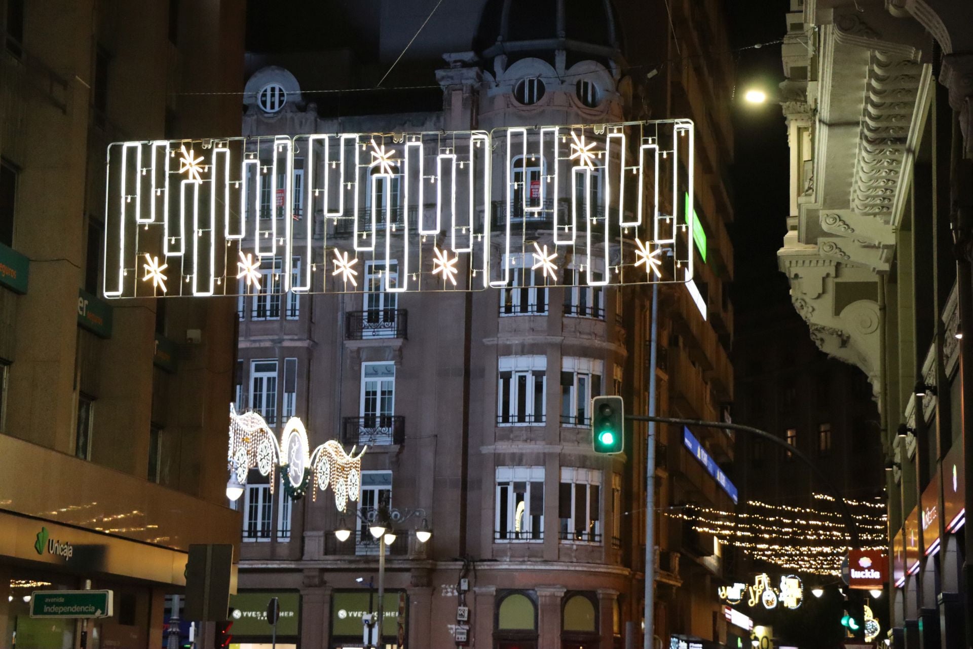 Luces de las calles del centro de León.