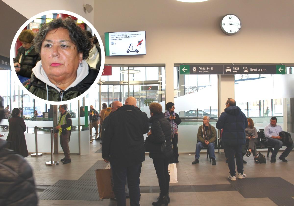 Los viajeros de Astiruas con destino Valencia esperan en la estación de León.