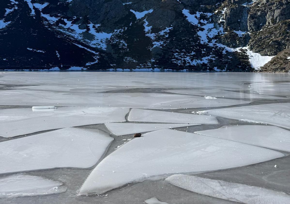 Imagen principal - El hielo que cubre el lago Ausente.