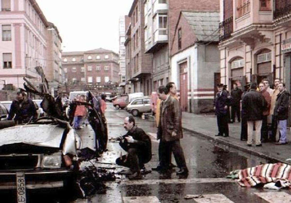 Imagen del escenario del atentado contra Luciano Cortizo en León en 1995.