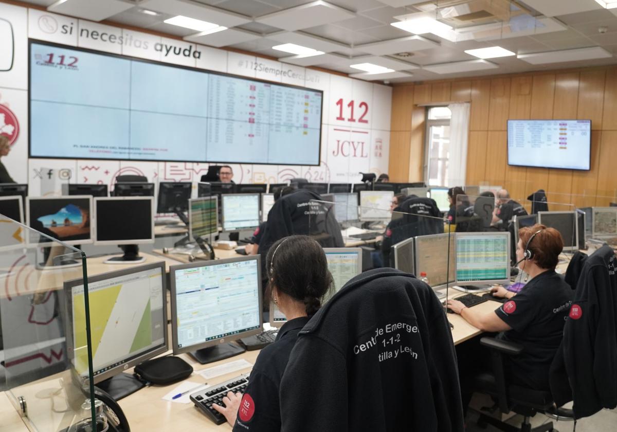 Sala del Servicio de Emergencias 112 en Castilla y León.