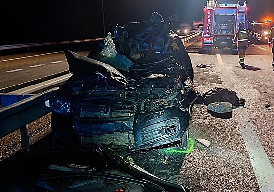 El turismo que impactó contra un caballo en la AP-66.