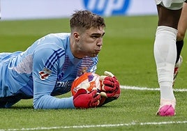 Fran González, durante el partido ante el Valencia.