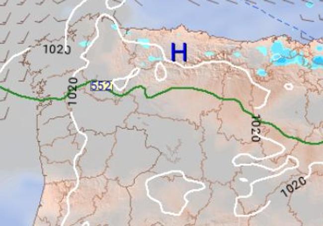 Precipitación prevista acumulada para las últimas seis horas del Jueves Santo (cuando más oscuro el azul, más cantidad).