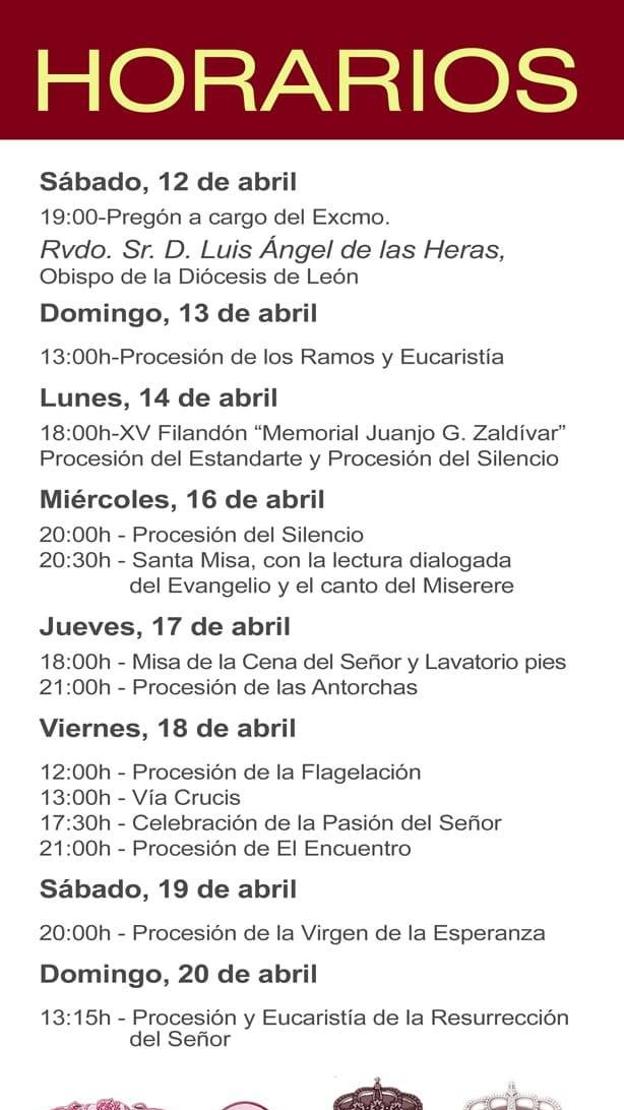 Programación de la Semana Santa de Santa Lucía de Gordón