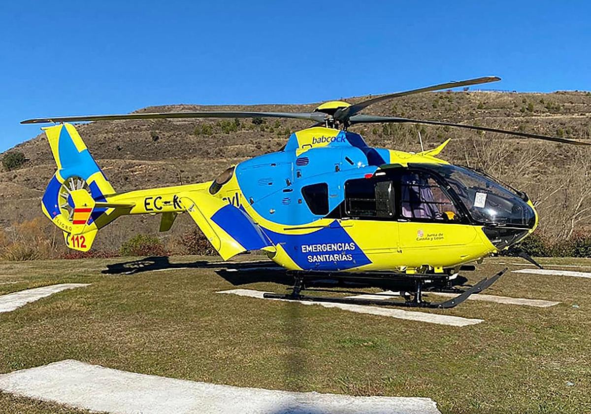 Trasladado en helicóptero una motorista herido en Gordaliza del Pino