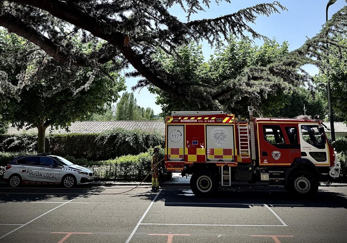 Actuación de los Bomberos de León.