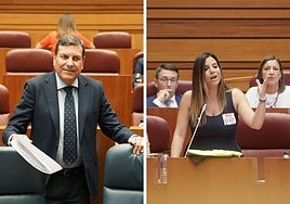 Carriedo y Rubio este martes en el pleno de las Cortes.