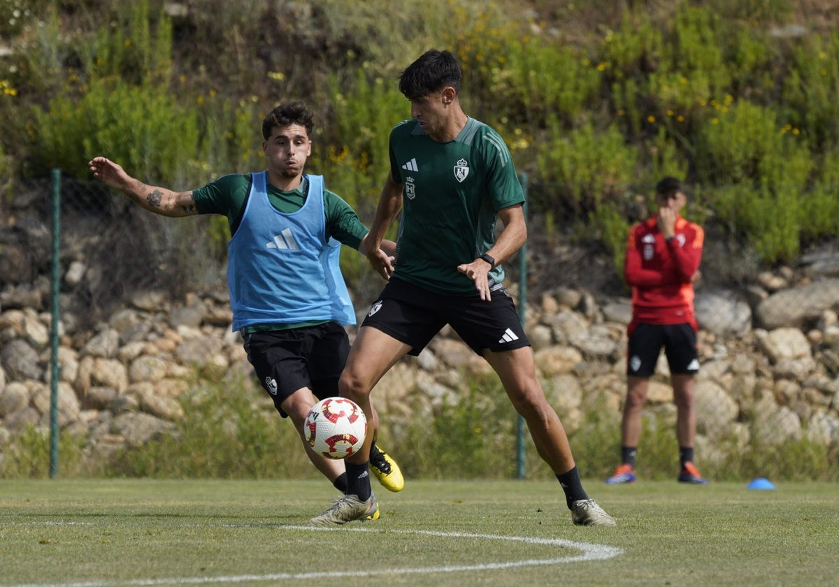 Yeray y Pau Ferrer, en un entrenamiento con la Deportiva