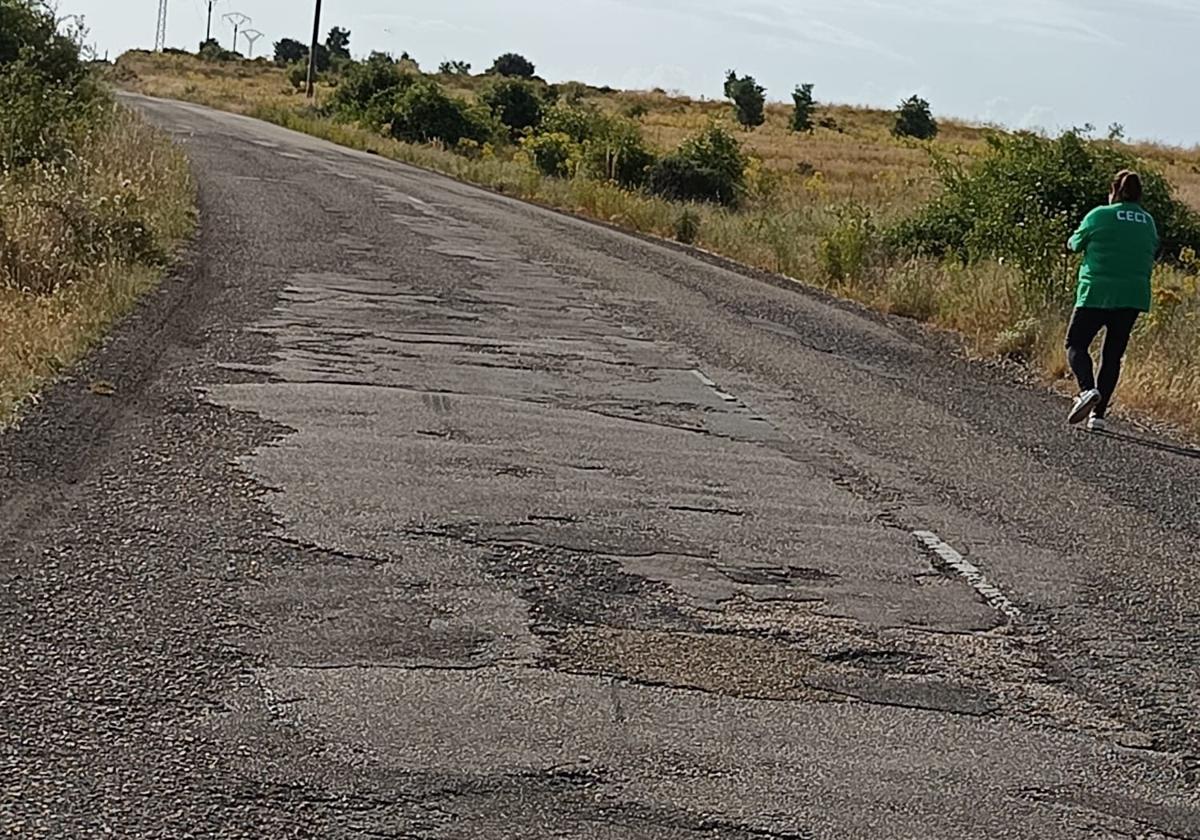 Asfalto agrietado y firme en mal estado, este es el estado de la carretera de San Miguel del Camino