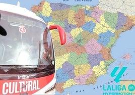 El mapa para la Cultural en Segunda: más de 1.200 kilómetros por viaje de media