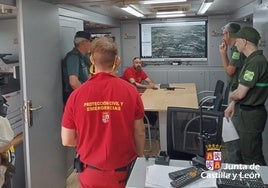 Puesto de mando de la búsqueda del desaparecido en León.