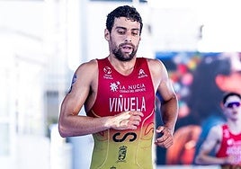 Kevin Viñuela, en su llegada a meta