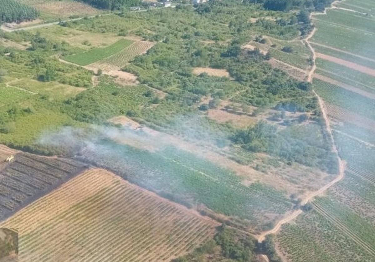 Imagen aérea del fuego en Sorribas.